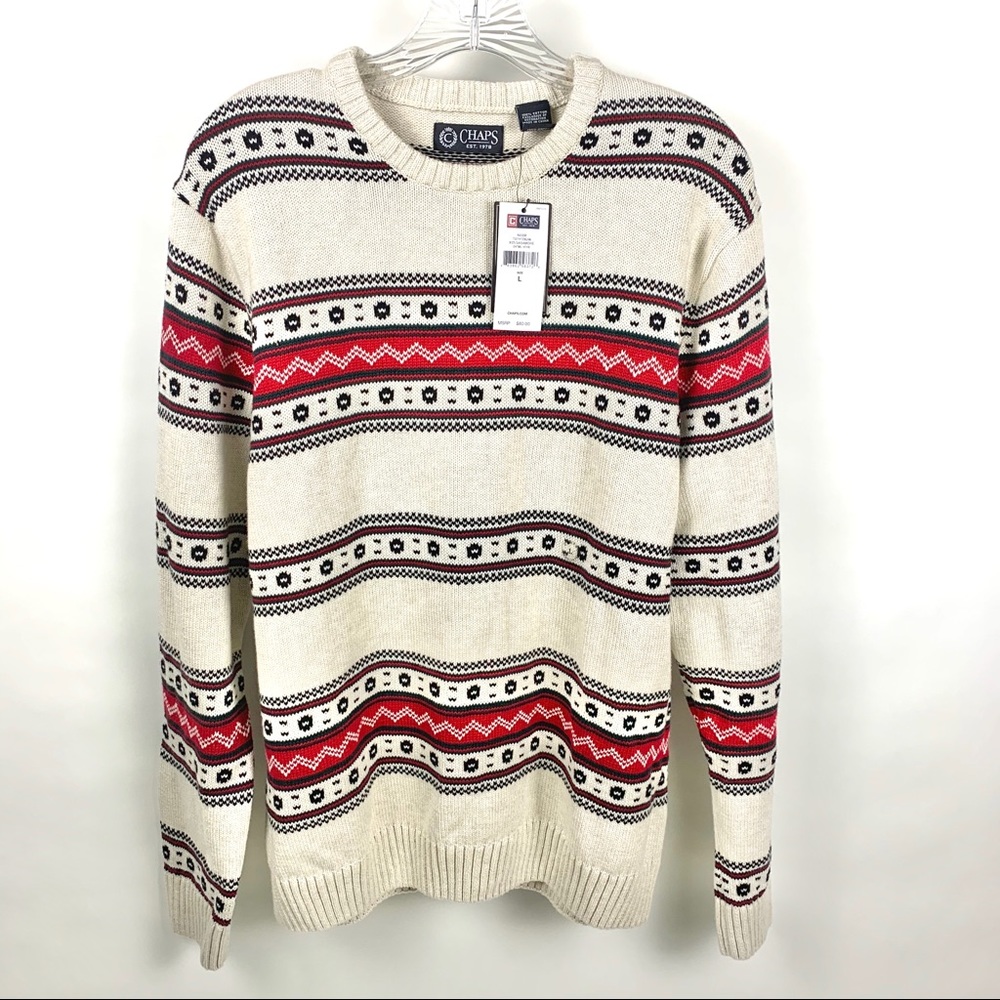 Chaps Cotton Mens Crewneck Sweater New Size L